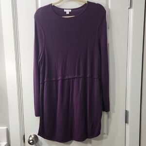 J. Jill Deep Purple Long Sleeve Wool Blend Dress